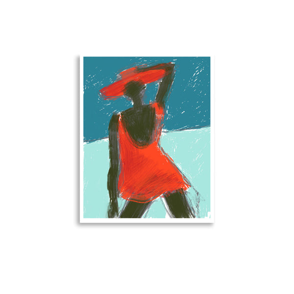 Girl in Red Dress Poster 16 x 20 Inches