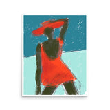 Girl in Red Dress Poster 16 x 20 Inches